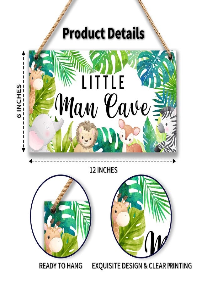 patcate Woodland Nursery Room Decor for Baby Bedroom - Jungle Safari Animal Theme Little Man Cave Sign Wall Decor for Toddler Boy- 6"x12" -A09 - Image 2